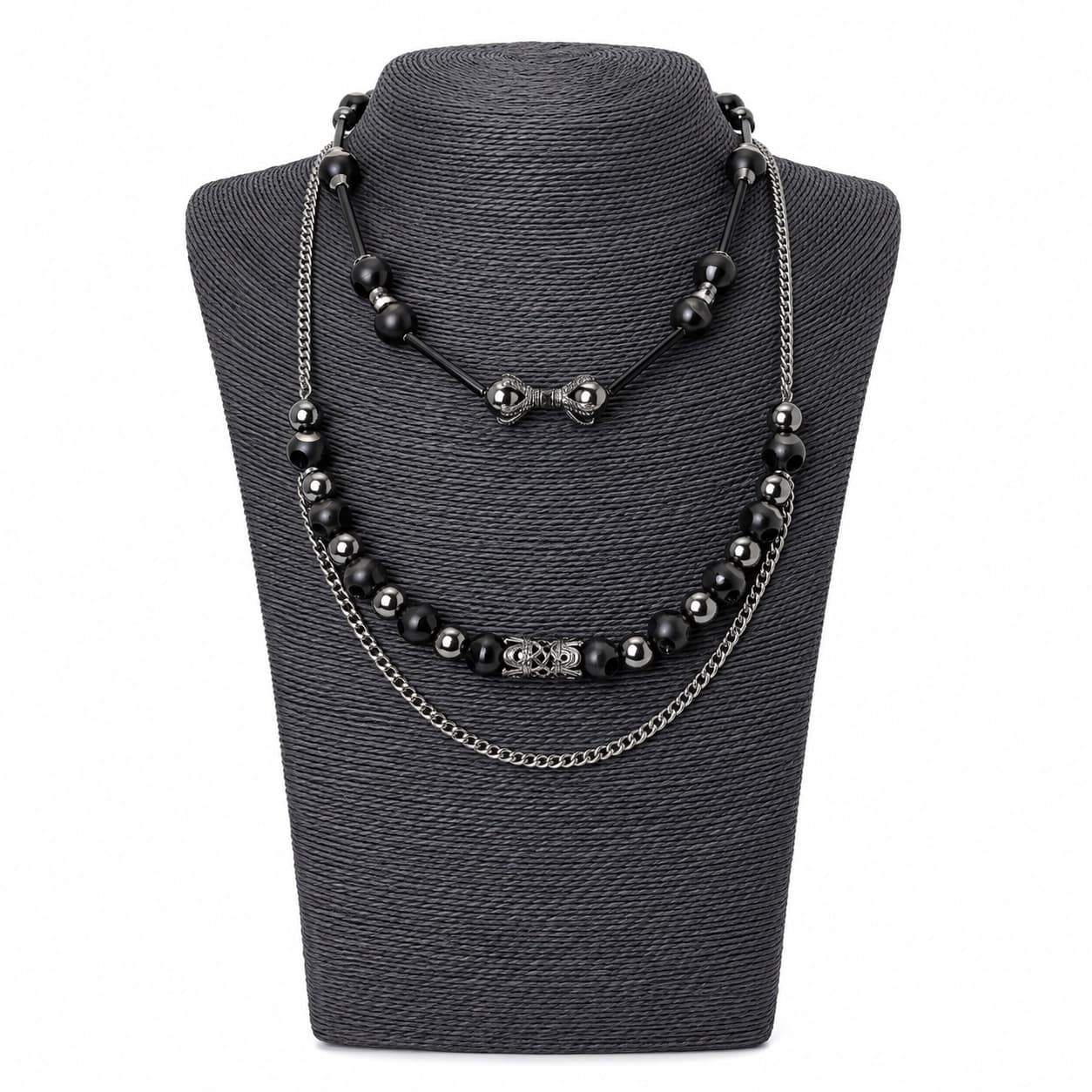 DUAL LAYER BLACK ONYX NECKLACE