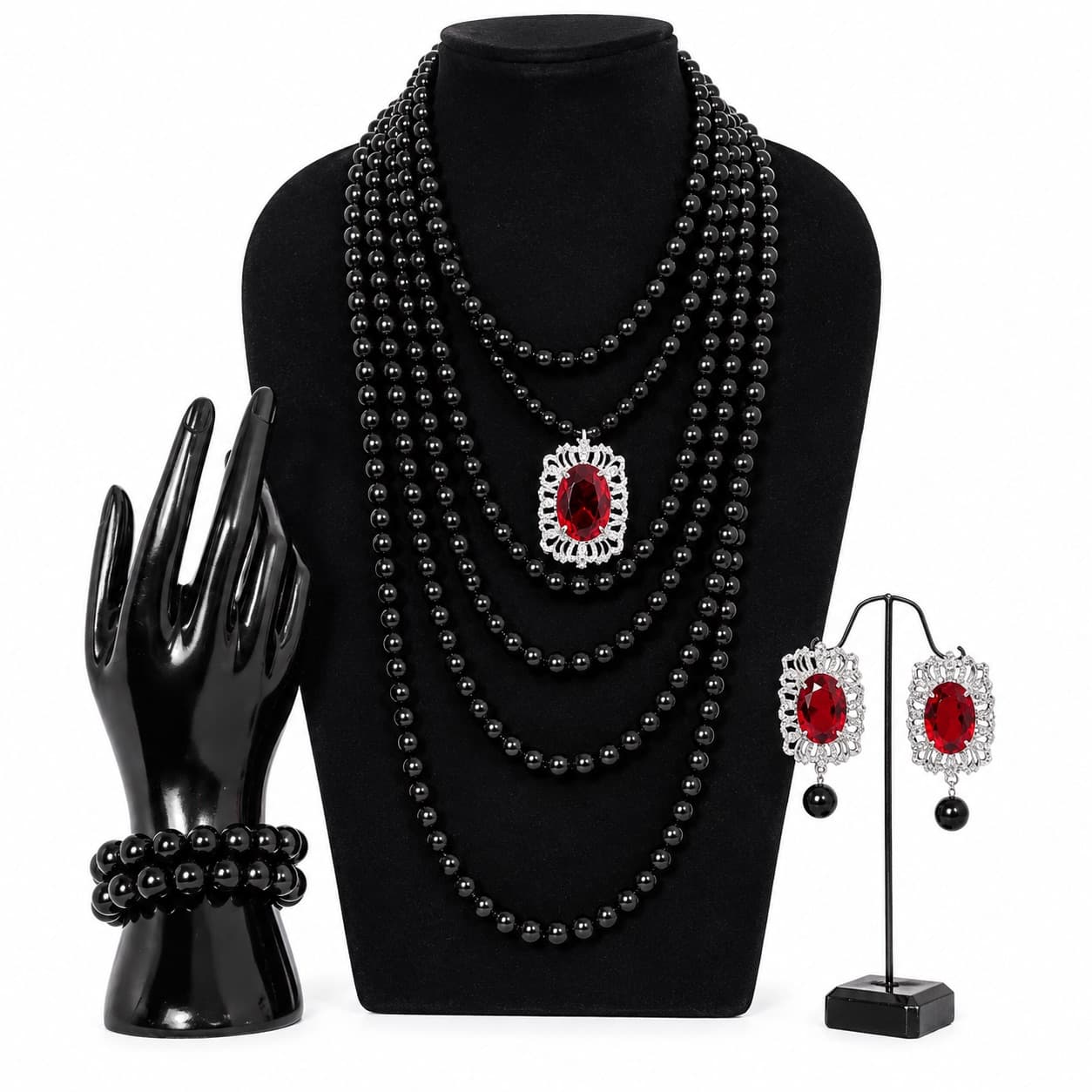 ELEGANT BLACK BEAD SET