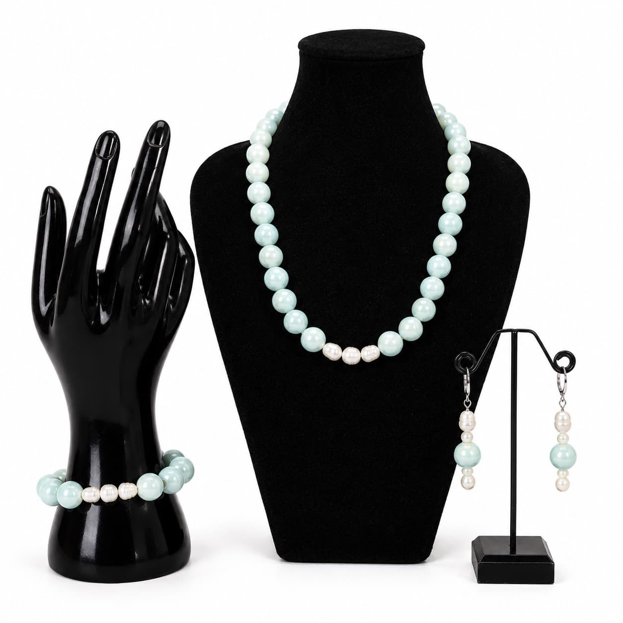 ELEGANT BLUE PEARL JEWELRY SET