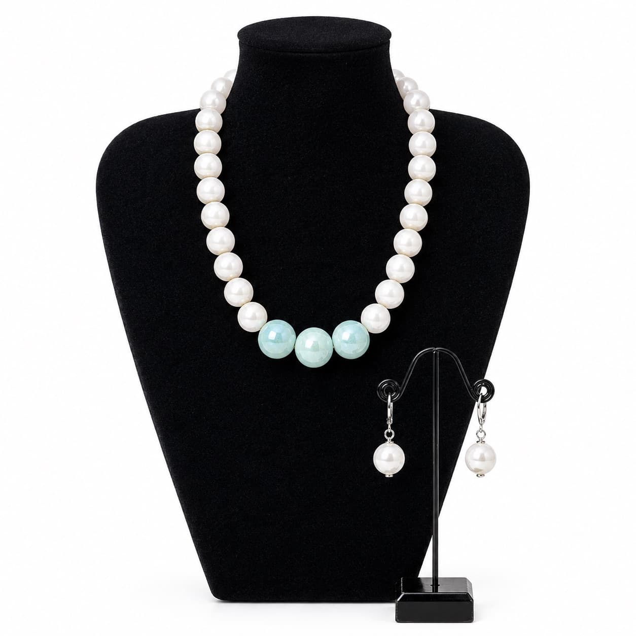 ELEGANT WHITE PEARL JEWELRY SET